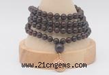 GMN2456 Hand-knotted 6mm brecciated jasper 108 beads mala necklaces with charm