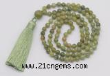 GMN256 Hand-knotted 6mm China jade 108 beads mala necklaces with tassel