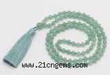 GMN266 Hand-knotted 6mm green aventurine 108 beads mala necklaces with tassel