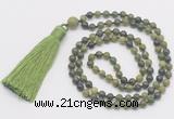 GMN267 Hand-knotted 6mm Canadian jade 108 beads mala necklaces with tassel