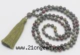 GMN273 Hand-knotted 6mm dragon blood jasper 108 beads mala necklaces with tassel