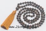 GMN281 Hand-knotted 6mm bronzite 108 beads mala necklaces with tassel