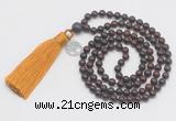 GMN318 Hand-knotted 6mm brecciated jasper 108 beads mala necklaces with tassel & charm