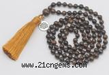 GMN327 Hand-knotted 6mm bronzite 108 beads mala necklaces with tassel & charm