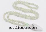 GMN4017 Hand-knotted 8mm, 10mm New jade 108 beads mala necklace with pendant