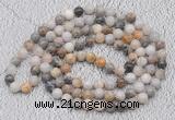 GMN402 Hand-knotted 8mm, 10mm bamboo leaf agate 108 beads mala necklaces