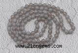 GMN404 Hand-knotted 8mm, 10mm grey agate 108 beads mala necklaces