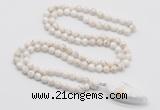 GMN4043 Hand-knotted 8mm, 10mm white howlite 108 beads mala necklace with pendant