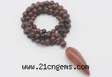 GMN4092 Hand-knotted 8mm, 10mm mahogany obsidian 108 beads mala necklace with pendant