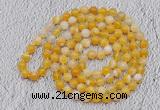 GMN415 Hand-knotted 8mm, 10mm yellow banded agate 108 beads mala necklaces