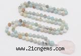 GMN4404 Hand-knotted 8mm, 10mm matte amazonite 108 beads mala necklace with pendant