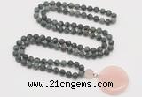 GMN4418 Hand-knotted 8mm, 10mm matte kambaba jasper 108 beads mala necklace with pendant