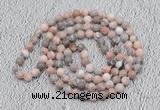 GMN451 Hand-knotted 8mm, 10mm pink zebra jasper 108 beads mala necklaces