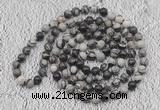 GMN457 Hand-knotted 8mm, 10mm black water jasper 108 beads mala necklaces