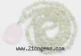 GMN4616 Hand-knotted 8mm, 10mm New jade 108 beads mala necklace with pendant