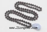 GMN4814 Hand-knotted 8mm, 10mm garnet 108 beads mala necklace with pendant