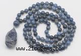 GMN4883 Hand-knotted 8mm, 10mm dumortierite 108 beads mala necklace with pendant