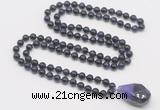 GMN4884 Hand-knotted 8mm, 10mm purple tiger eye 108 beads mala necklace with pendant