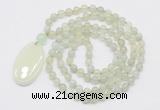 GMN5161 Hand-knotted 8mm, 10mm New jade 108 beads mala necklace with pendant
