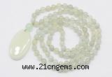 GMN5161 Hand-knotted 8mm, 10mm New jade 108 beads mala necklace with pendant