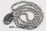 GMN5165 Hand-knotted 8mm, 10mm dalmatian jasper 108 beads mala necklace with pendant