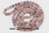 GMN521 Hand-knotted 8mm, 10mm purple strawberry quartz 108 beads mala necklaces