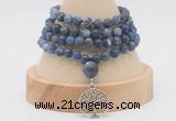 GMN5807 Hand-knotted 6mm matter sodalite 108 beads mala necklaces with charm