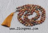 GMN609 Hand-knotted 8mm, 10mm picasso jasper 108 beads mala necklaces with tassel