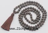 GMN6133 Knotted 8mm, 10mm rainbow labradorite 108 beads mala necklace with tassel