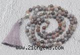 GMN619 Hand-knotted 8mm, 10mm Botswana agate 108 beads mala necklaces with tassel