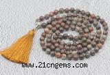 GMN622 Hand-knotted 8mm, 10mm ocean agate 108 beads mala necklaces with tassel