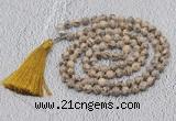 GMN628 Hand-knotted 8mm, 10mm feldspar 108 beads mala necklaces with tassel