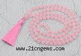 GMN651 Hand-knotted 8mm, 10mm rose quartz 108 beads mala necklaces with tassel