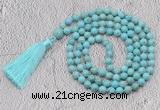 GMN661 Hand-knotted 8mm, 10mm white howlite 108 beads mala necklaces with tassel