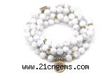 GMN7001 8mm matte white howlite 108 mala beads wrap bracelet necklaces