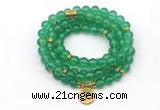 GMN7007 8mm green agate 108 mala beads wrap bracelet necklace
