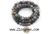 GMN7009 8mm Indian agate 108 mala beads wrap bracelet necklace