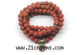 GMN7025 8mm matte red jasper 108 mala beads wrap bracelet necklace