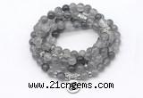 GMN7037 8mm cloudy quartz 108 mala beads wrap bracelet necklace