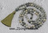 GMN705 Hand-knotted 8mm, 10mm seaweed quartz 108 beads mala necklaces with tassel