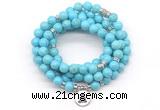 GMN7053 8mm blue howlite 108 mala beads wrap bracelet necklaces