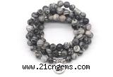 GMN7062 8mm black water jasper 108 mala beads wrap bracelet necklaces