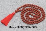 GMN719 Hand-knotted 8mm, 10mm red jasper 108 beads mala necklaces with tassel