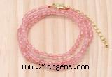 GMN7206 4mm faceted round tiny cherry quartz beaded necklace jewelry