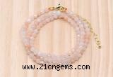 GMN7207 4mm faceted round tiny pink aventurine beaded necklace jewelry