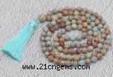 GMN721 Hand-knotted 8mm, 10mm serpentine jasper 108 beads mala necklaces with tassel