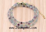 GMN7214 4mm faceted round tiny fluorite beaded necklace jewelry