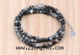 GMN7240 4mm faceted round tiny black water jasper beaded necklace jewelry