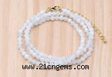 GMN7251 4mm faceted round tiny white moonstone beaded necklace jewelry