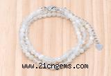 GMN7252 4mm faceted round tiny white moonstone beaded necklace jewelry